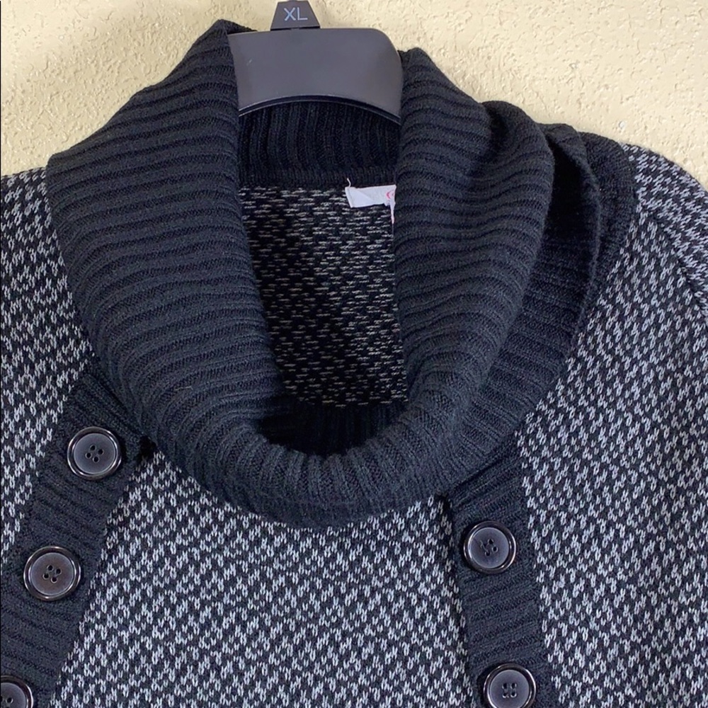 Candie's Sweater Poncho Black Gray M - Picture 4 of 8